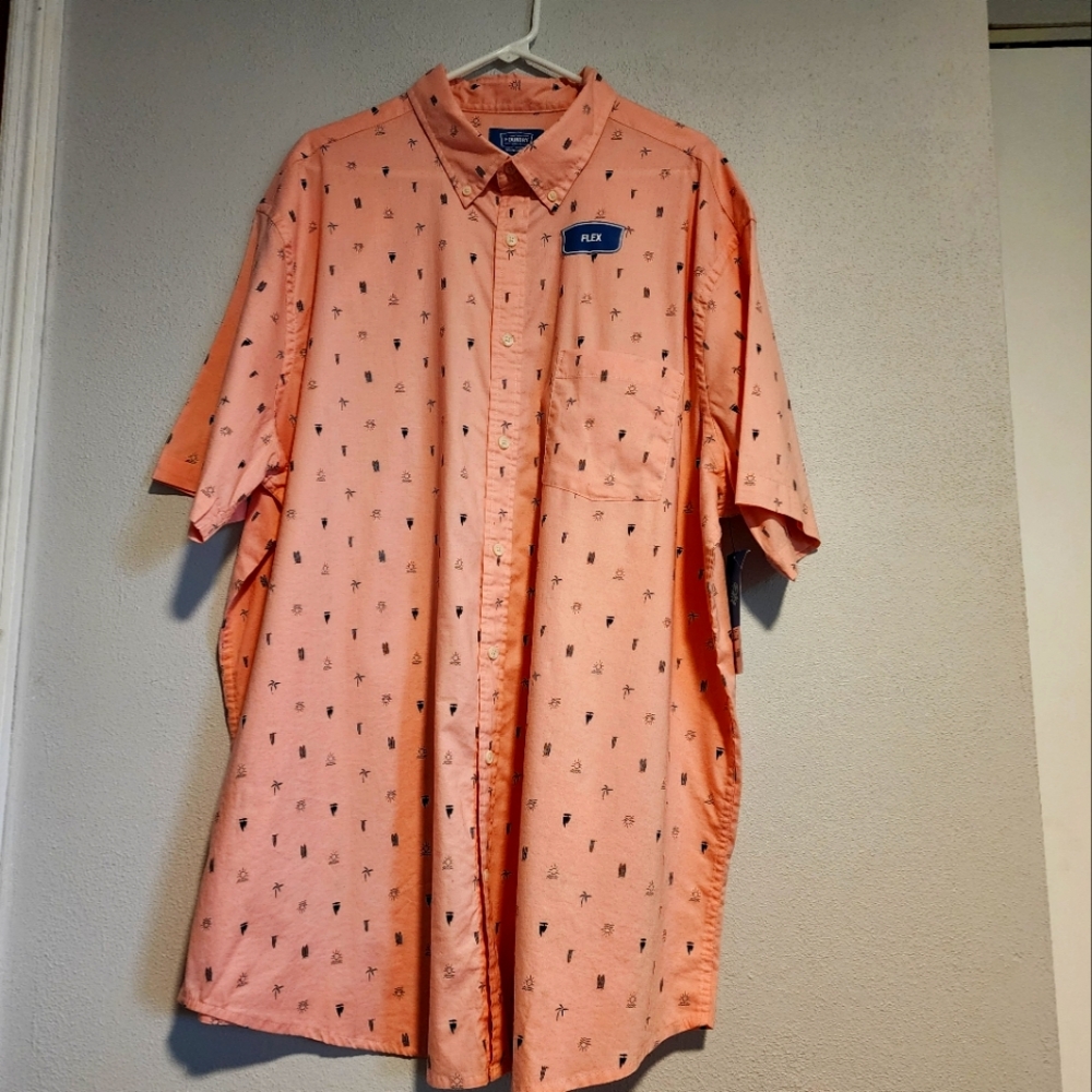 Young Men's button Up Short Sleeve Shirt With FLEX 2XL